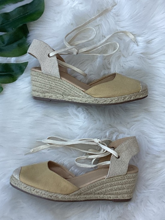 JG Shoes - JG Ankle Tie Espadrilles Wedge Shoes Tan 10